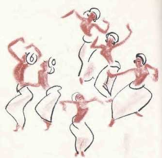 Illustration of figures dancing.