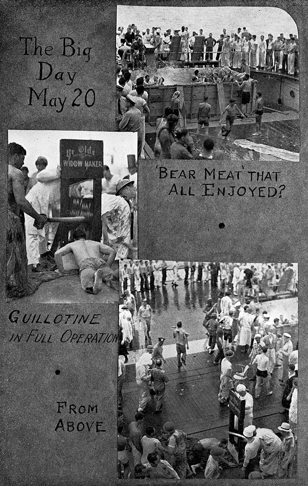 Scrapbook page with images of ceremony: The Big Day may 20, 'Bear Meat' that all enjoyed? and Guillotine in full operation.