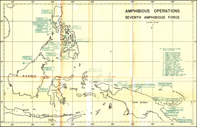 Map: Amphibious Operations, Seventh Amphibious Force.