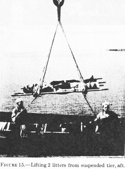 Figure 15.--Lifting 2 litters from suspended tier, aft.
