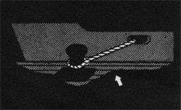 Drawing of a large rope securing a vessel to the pier.