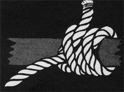 Drawing of a rope tied to a pole.