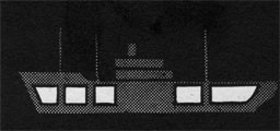 Silhouette of a ship with five sections highlighted to indicate holds.