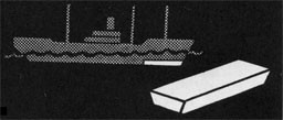 Drawing of a ship with ballast area highlighted and a piece of pig iron.