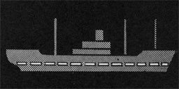 Silhouette of a ship with a dotted line along the load line.