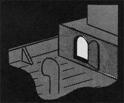 Drawing of a portion of a ship with a door opened to a storage area.