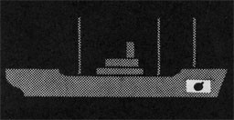 Silhouette of a ship with a bomb in a stowage section.