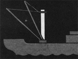 Drawing of a ship with the mast highlighted.