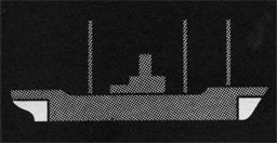 Silhouette of a ship with peak tanks highlighted.
