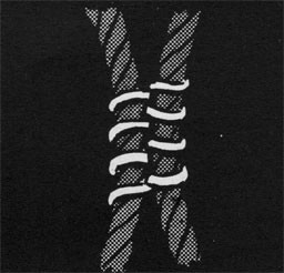 Drawing of two parallel pieces of rope secured together with seizing.