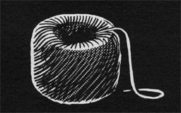 Drawing of a roll of small cordage.