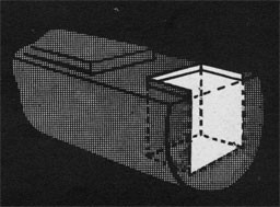Drawing of an open hatch and the space beneath highlighted.
