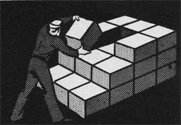 Drawing of a man removing 1 box from the step formation stowing.