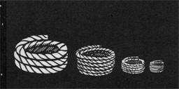 Drawing of 4 rools of varying sizes of rope.