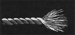 Drawing of the frayed end of a rope.