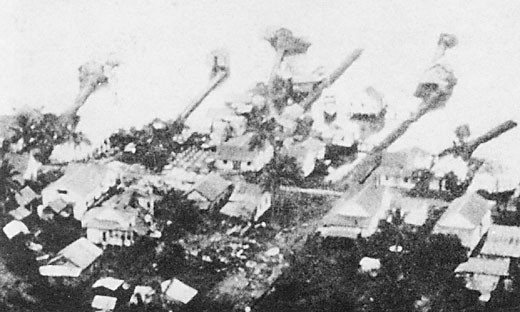 Image of 'Tulagi docks before bombardment.'