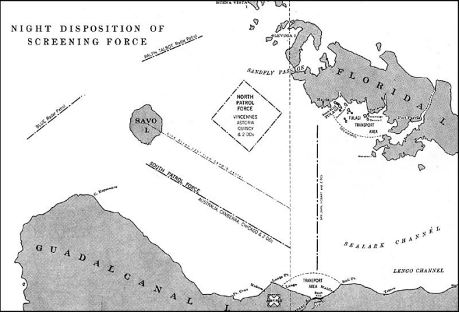 Image of map - 'Night Disposition of Screening Force.'