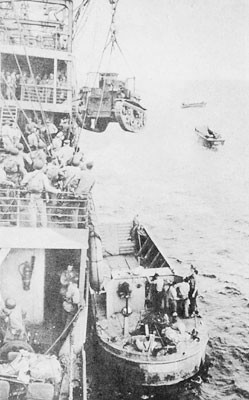 Unloading tank for Guadalcanal.