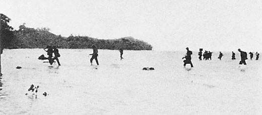 Image of 'Reinforcements wading ashore at Beach Blue.'
