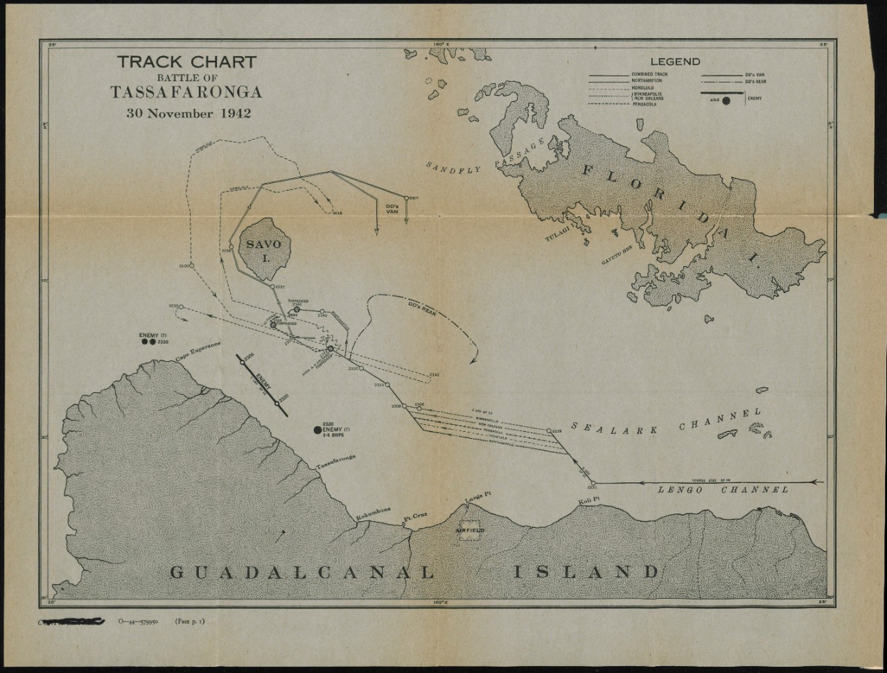 Track Chart Battle of Tassafaronga, 30 November 1942