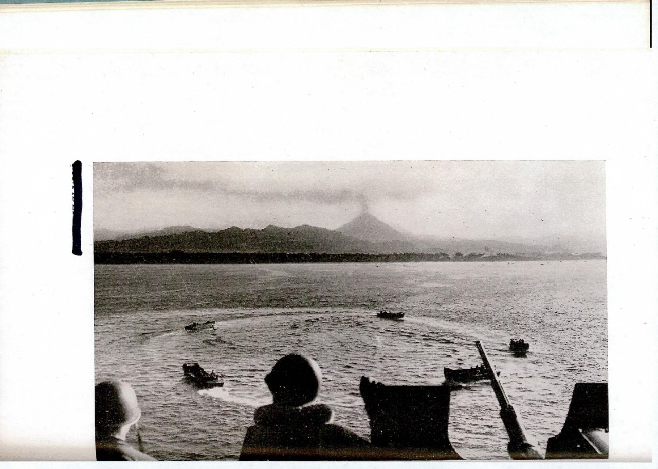 Landing craft circle before starting for Bougainville beach