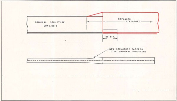PLATE 22 - METHOD OF CONNECTING REPLACEMENT LONGITUDINAL - U.S.S. WADLEIGH DD-689.