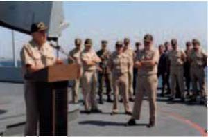 Image - Admiral James D. Watkins addressing officers