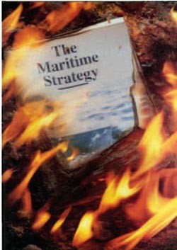 Image - The Maritime Strategy publication in flames, cover from US Naval Institute Proceedings
