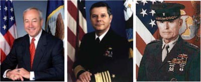 Image - Secretary of the Navy John H. Dalton, CNO Admiral Jeremy M. Boorda, and CMC General Carl E. Mundy