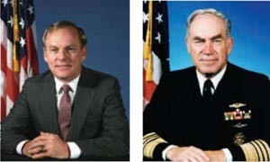 Image - Secretary of the Navy H. Lawrence Garrett, III (left) and CNO Admiral Frank B. Kelso, II