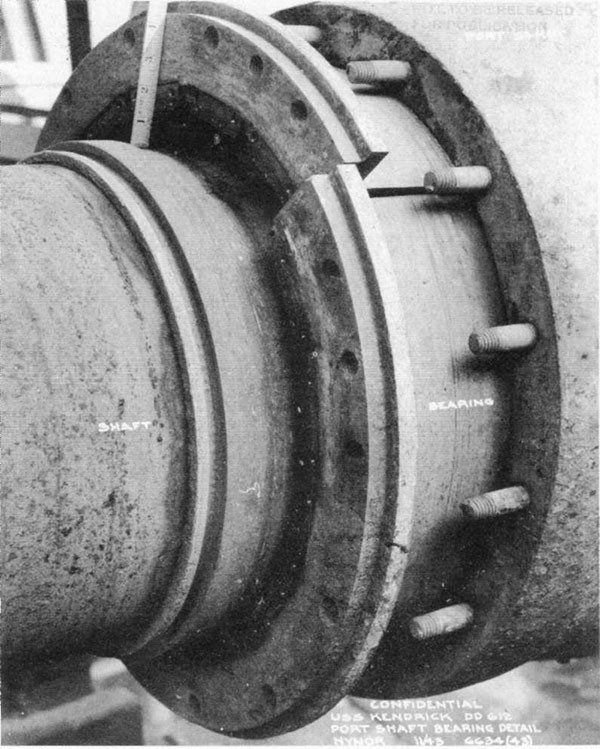 Photo 46: Damage to after port strut bearing caused by lifting of stern.