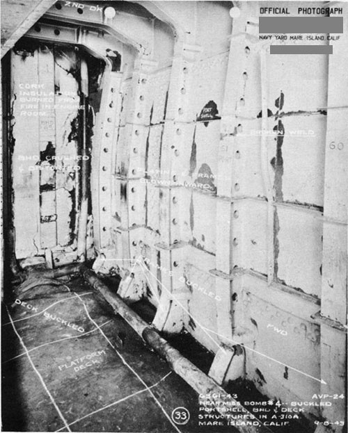 Photo 14: Buckled structure in A-310A due to detonation of bomb No. 4.