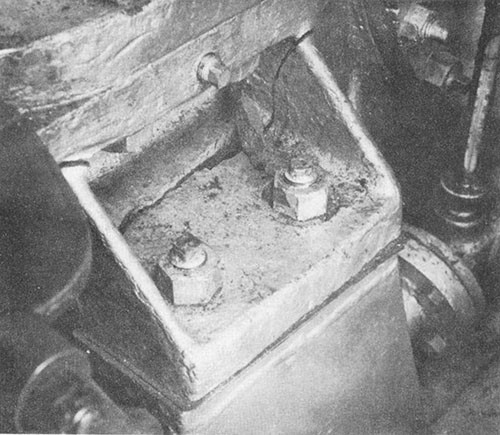 Photo I-4: First near-miss. View of break in foot turbine end of No. 3 generator.