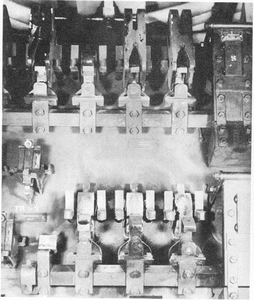 Photo I-9: First near-miss. View of charred controller panel, No. 4 motor-generator.