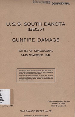 Cover of 'USS South Dakota (BB-57) Gunfire Damage, Battle of Guadalcanal 14-15 November 1942'.