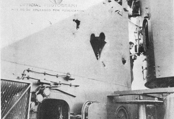 Photo 24: Hits Nos. 16, 17 and 18 on starboard side of W.R.S.R. 0203.
