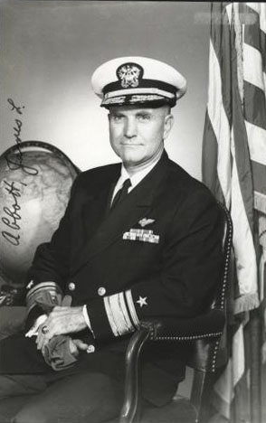 Rear Admiral J. Lloyd Abbot, US Navy, photgraph by PH1 T.L. Williams. US National Archives Photograph, Visual Aid card #USN1120263.
