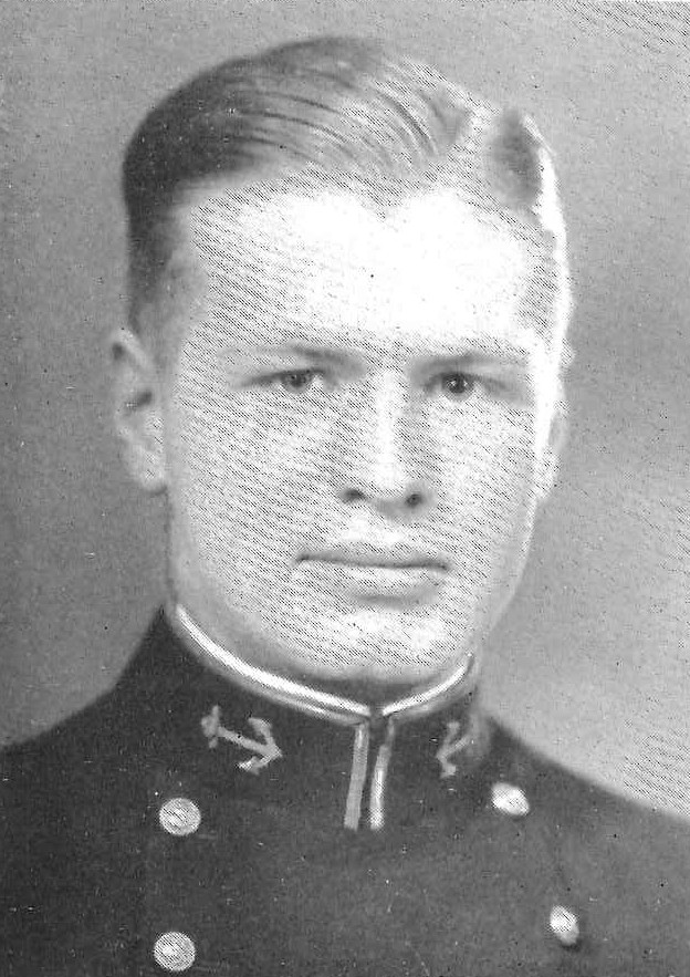 Photo of Captain Christopher S. Barker, Jr. copied from the 1933 edition of the U.S. Naval Academy yearbook 'Lucky Bag'