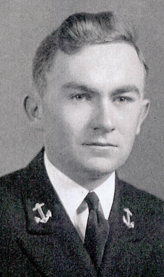 Photo of Lieutenant John E. Casey copied from page 66 of the 1941 edition of the U.S. Naval Academy yearbook 'Lucky Bag'.