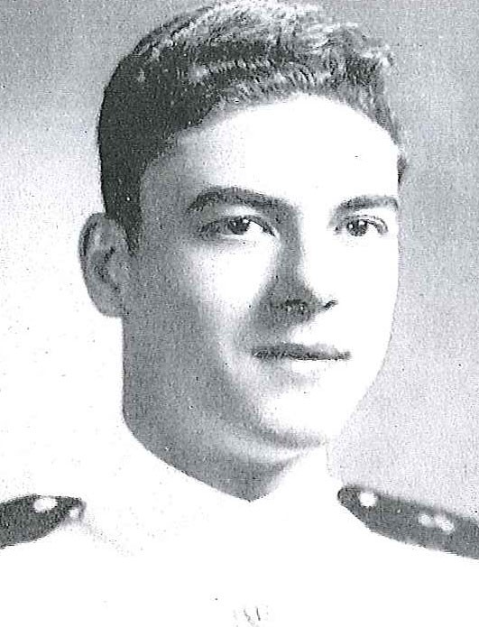 Photo of Captain Carlos Dew, Jr. copied from page 268 of the 1946 edition of the U.S. Naval Academy yearbook 'Lucky Bag'.