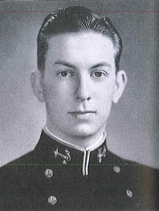 Photo of Rear Admiral George F. Ellis, Jr. copied from page 288 of the 1945 edition of the U.S. Naval Academy yearbook 'Lucky Bag'.