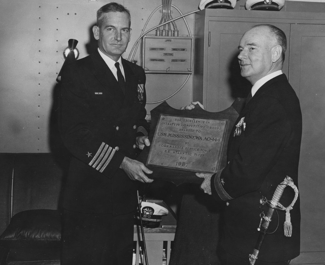 Captain Elliott Laughlin, USN, and Rear Admiral Ira H. Nunn, USN