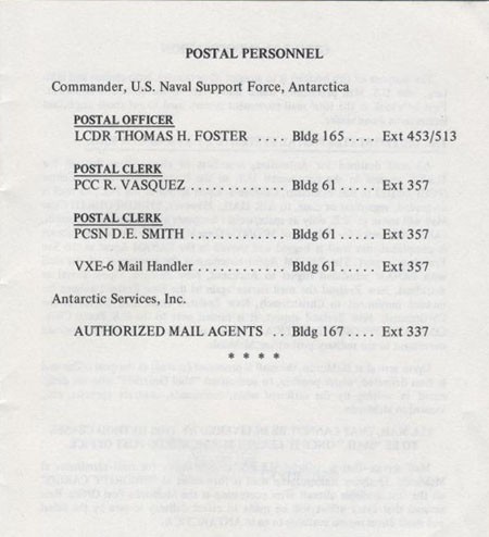 Antarctic Postal Procedures - Postal Personnel
