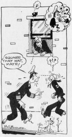 "Square that hat, mate!" cartoon