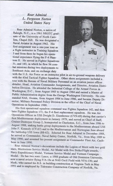 Biography of Rear Admiral L. Ferguson Norton, United States Navy.