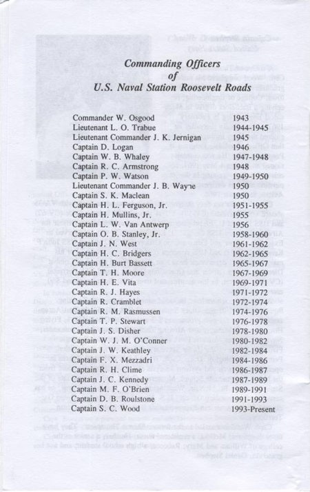 List of Commanding Officers of U.S. Naval Station Roosevelt Roads.