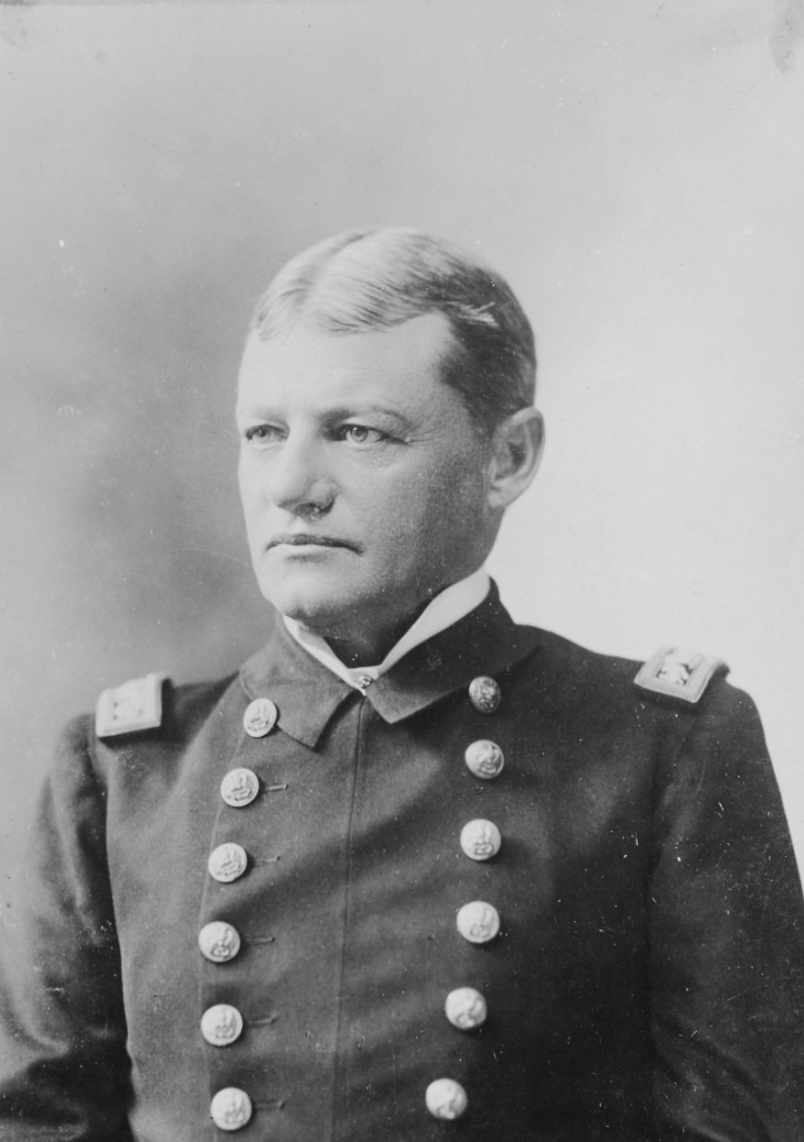 A photograph of Captain Robley D. Evans who was the commander of the Iowa.