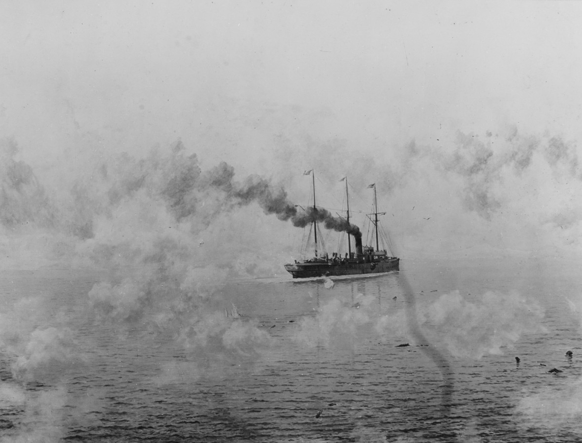 A picture of the USS Concord under full steam.