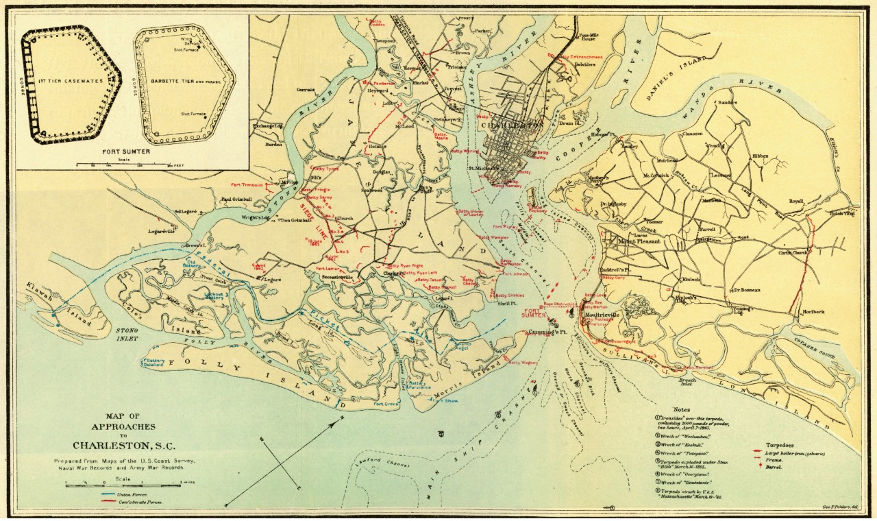 Map of Approaches to Charleston, South Carolina