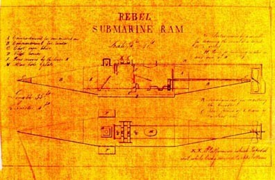 Figure 3. The "Rebel Submarine Ram "documented by Lieutenants Colin and Baird. It is undoubtedly the Confederate Privateer Pioneer. This drawing and its accompanying documentation, uncovered by researcher Mark Ragan, provides definitive proof tha...